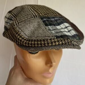 CREMIEUX Men’s Wool Blend Quilted Patchwork Newsboy Flat Cap Cabbie Hat S/M